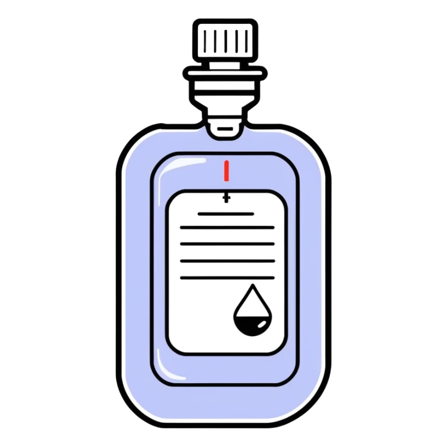 Hospital Intravenous fluid bag filled with 500ml, pharmacy label sticker