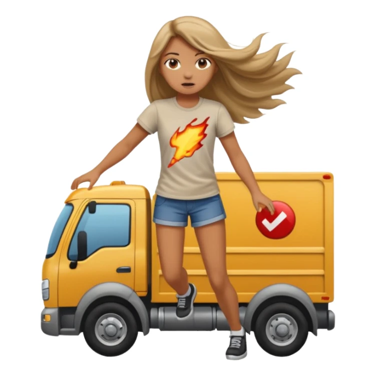 A truck hitting a girl and about to falling sticker