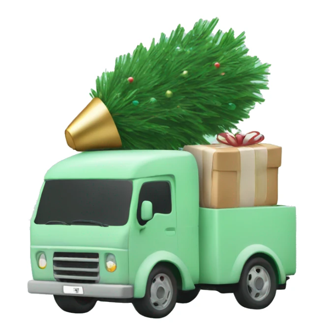 Pastel green truck with Christmas tree sticker