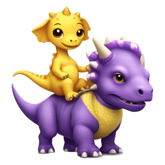 Purple triceratops with a yellow python best friend riding a pit bull sticker