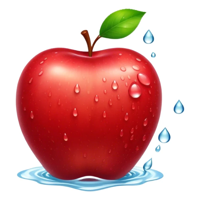 Cinematic crisp, shiny red apples, glistening under soft natural light, perfectly round with tiny water droplets, warm rich hues, highly detailed and fresh. sticker