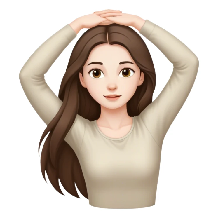 beautiful pale brunette girl with long hair stretching  sticker