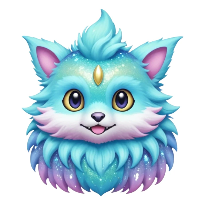 Pastel furry realistic nebula glittery Randomly-colored sparkly exotic Fakémon-creature sticker