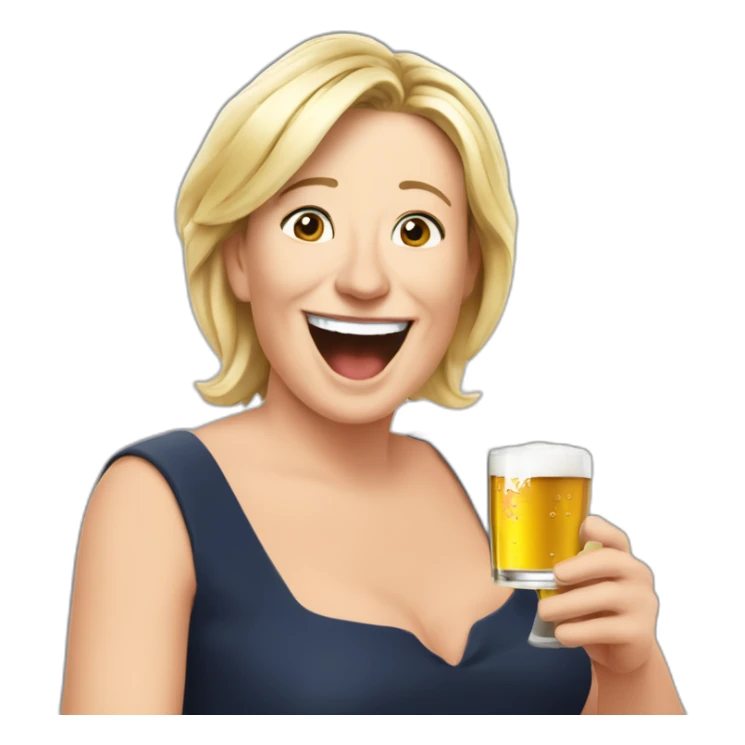 Marin le Pen qui boit une bière sticker