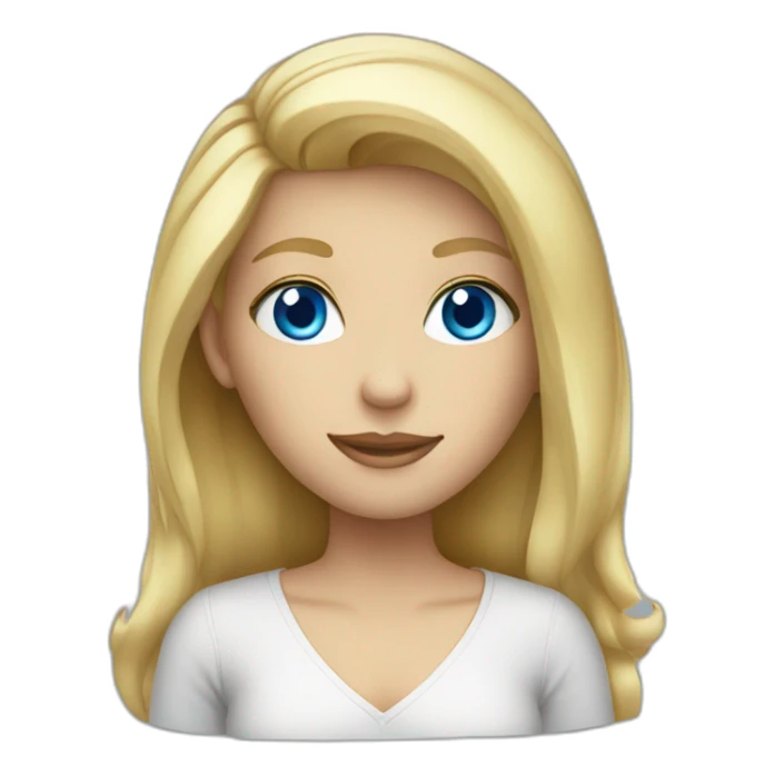 Blonde laptop girl with blue eyes sticker