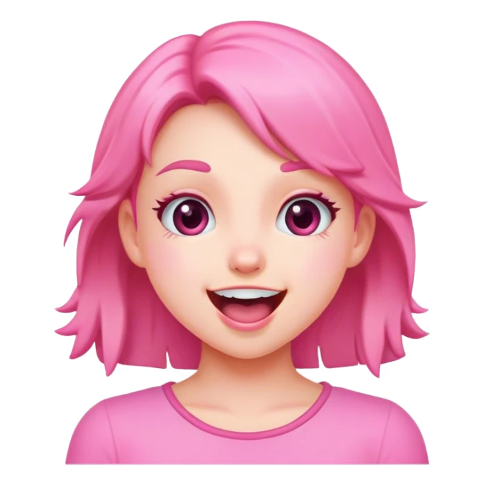 excited Pink cute girl sticker