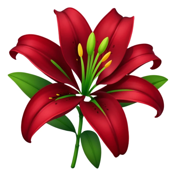 A lily flower in a dark cherry red colour with a stem sticker