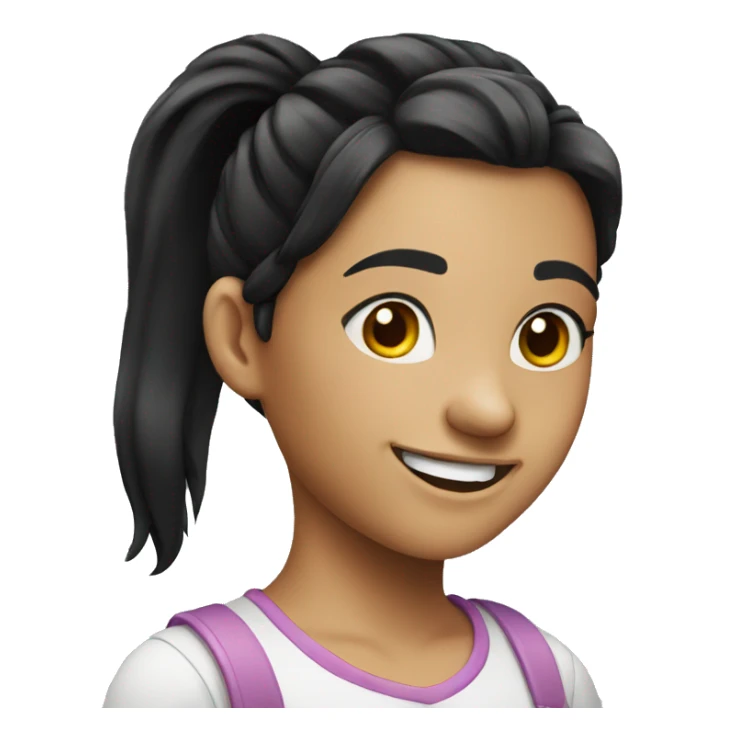 A smiling girl with a ponytail black hair sticker