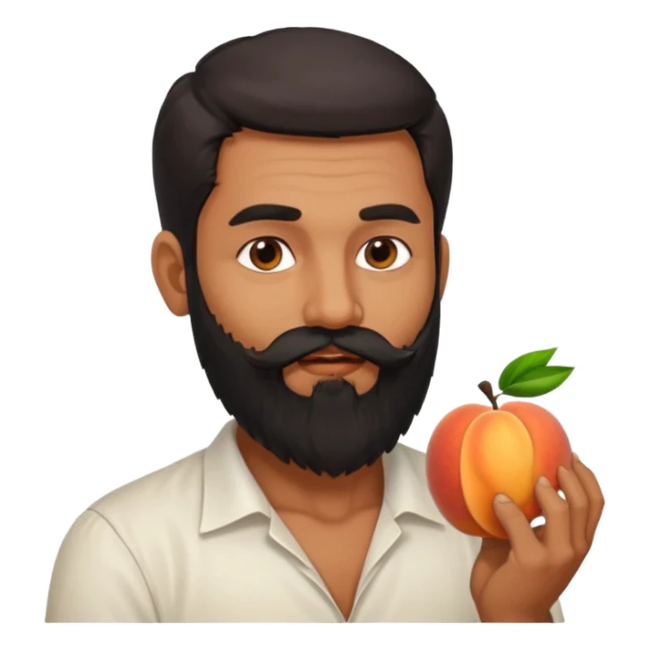 Indian man with a long beard eating a juicy peach sticker