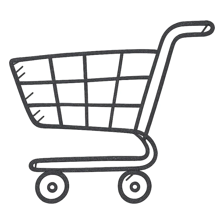shopping cart icon, playful and sketchy sticker