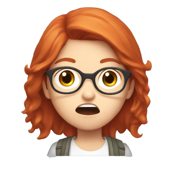 redhead with glasses in gaijin impact being scared sticker