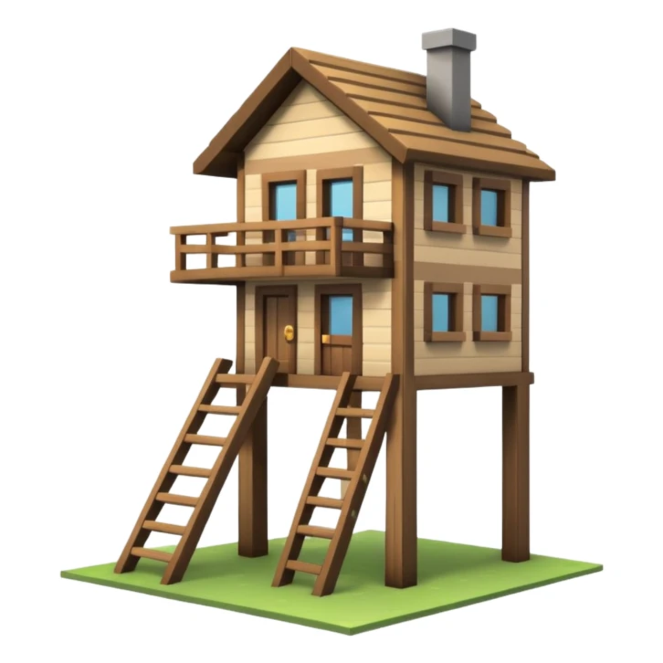 una casa de minecraft de madera y dos plantas sticker