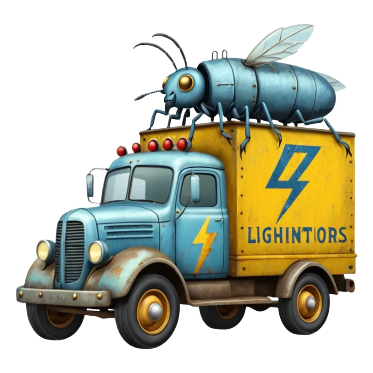  Mr. Creepy Freeze’s lightning Bug busters exterminators antique long moving truck  sticker
