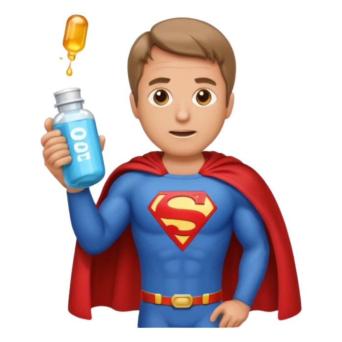 RFK Jr emoji with a superhero cape zapping a giant pill bottle labeled 'Big Pharma' sticker