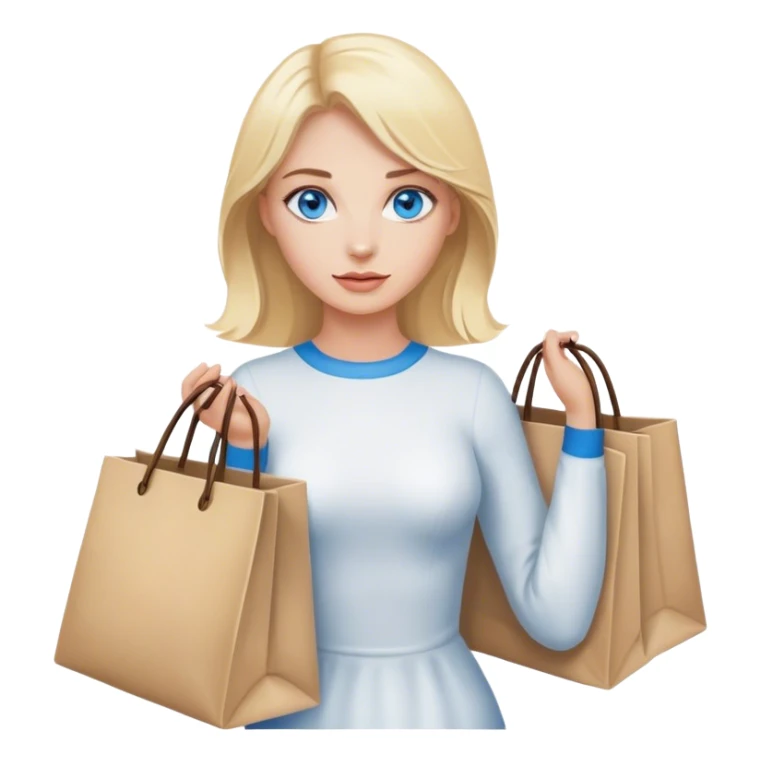 Blonde with blue eyes with bags in her hands sticker