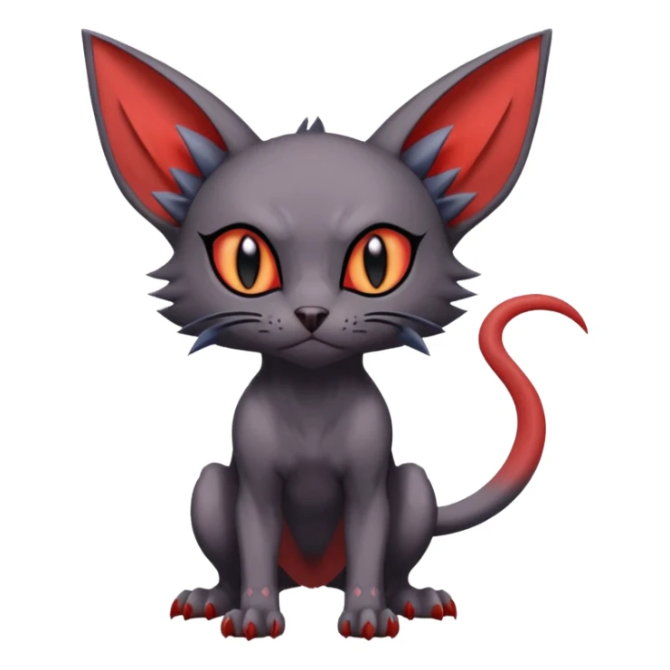 Noibat-Lykoi-Sphynx-Nargacuga-Litten-Torracat-fusion-Fakemon-Pokémon-creature  sticker