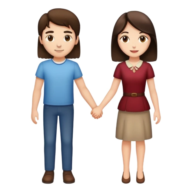 Brunette woman and brunette man holding hands sticker