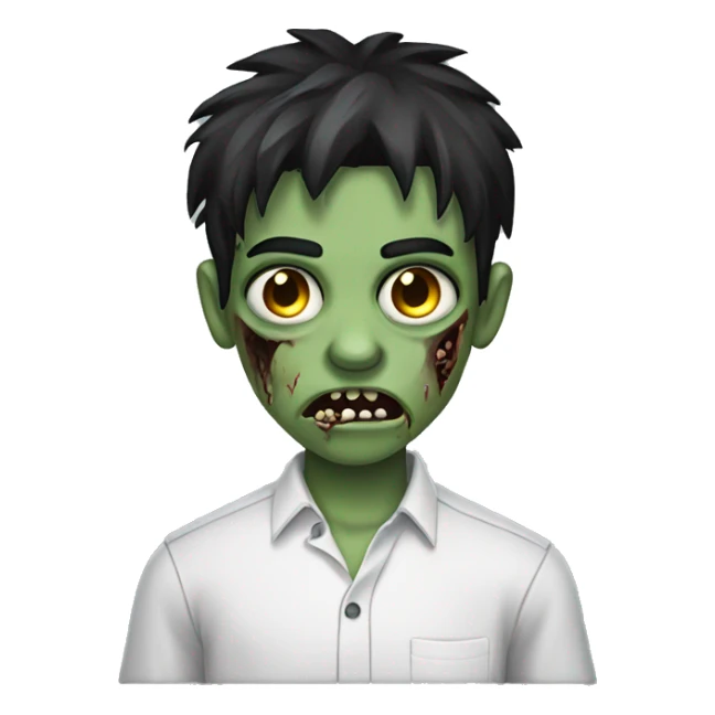 teen boy zombie with dark hair and white shirt sticker