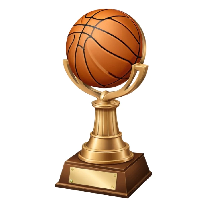 gleaming bronze basketball trophy, polished bronze basketball with classic seams sticker