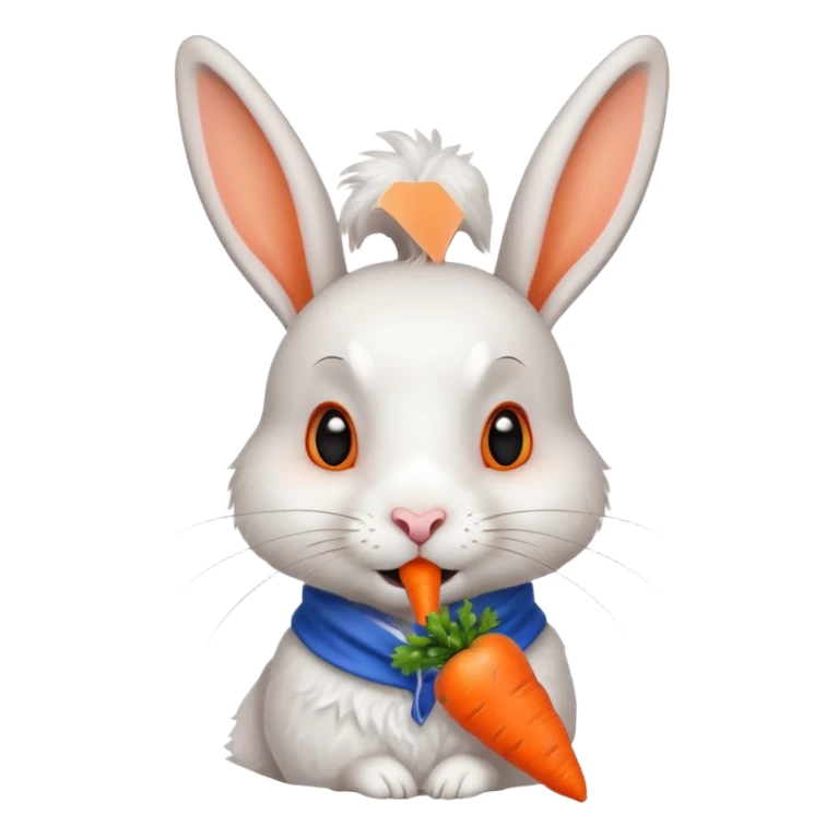 A rabbit nibbling on a carrot, surprised by the flavor, portrait, bust up sticker