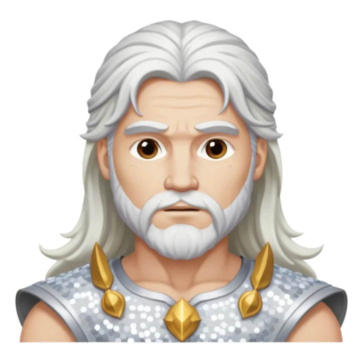 Jupiter, God of Thunder from Gods and Goddesses with long white hair, white sequin outfit sticker