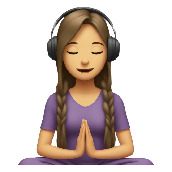 a girl with long hair is meditating and headphone sticker