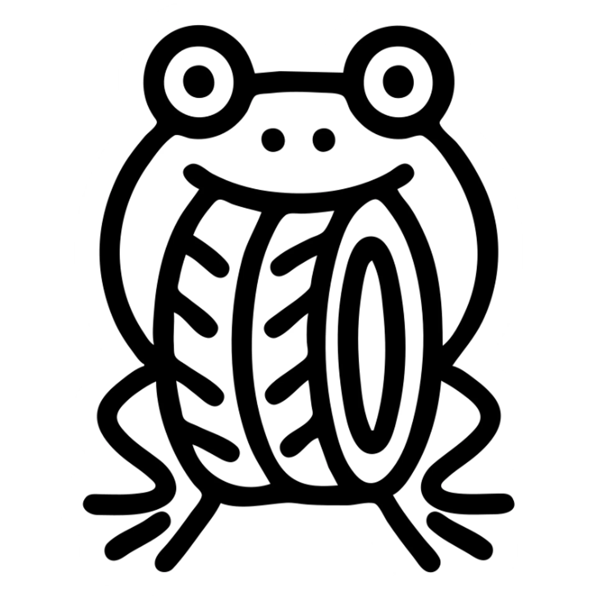 icon showing a tire with two legs and a frog's head, outlined style sticker