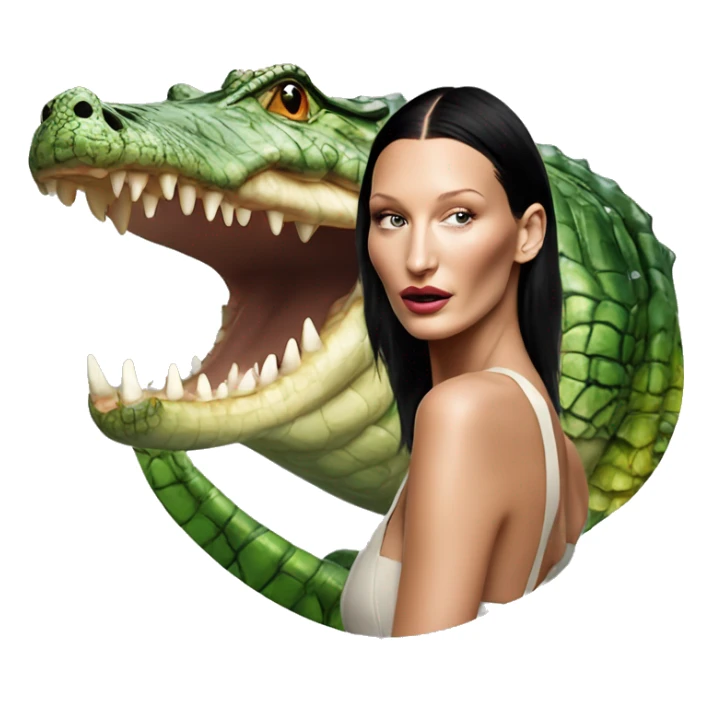 Bella hadid with half body of a crocodile  sticker