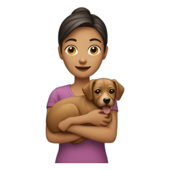 woman holding a dog sticker