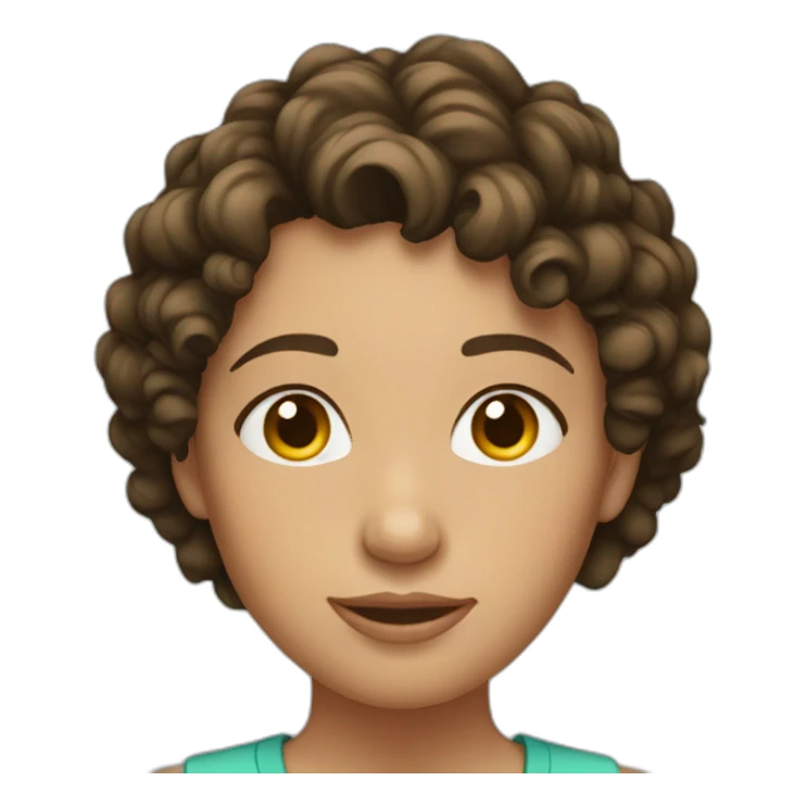 Young brunette with short hair and curly sticker