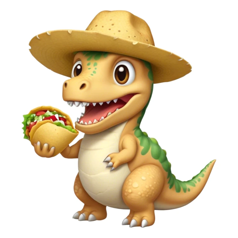  DINOSUR WITH A HAT eating big burrito  sticker