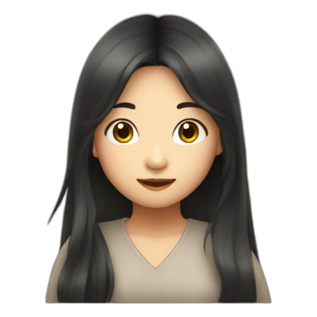 Asian girl with long hair saying hi sticker