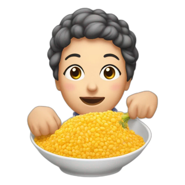 Une mamie qui mange du riz sticker