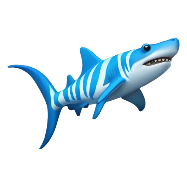 coral colored hammerhead shark with blue zebra stripes  sticker