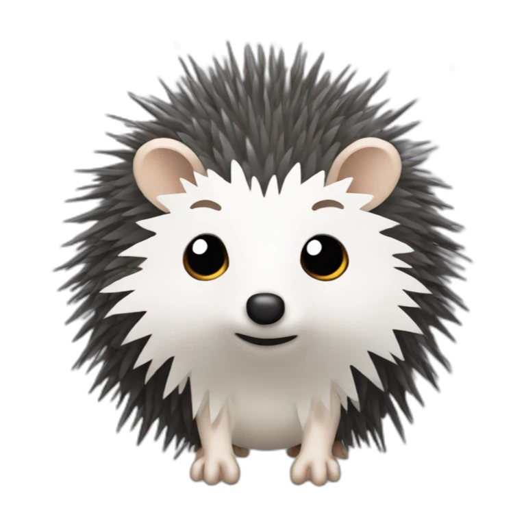 Hedgehog dark gray quills one black ear one white ear different colored ears full body sticker