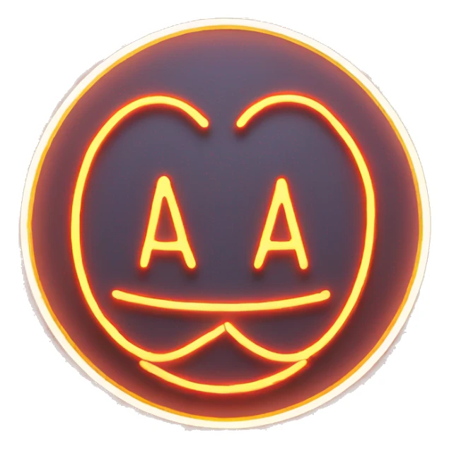 a round neon sign that glows orange, red and yellow and says “pro show” inside sticker