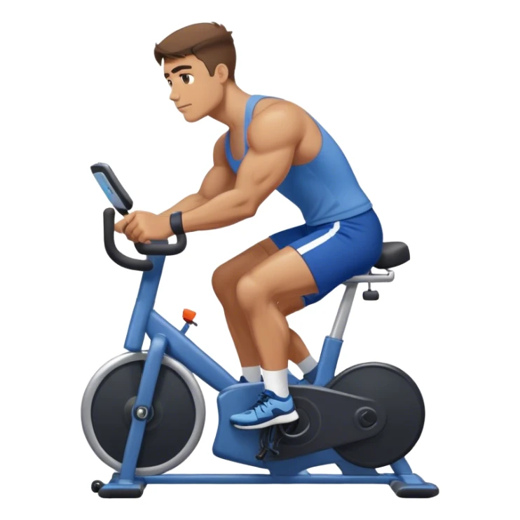 buff guy blue shorts stationary bike sticker