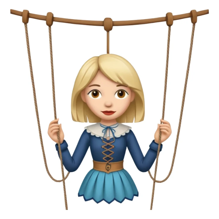 Icon for Puppet Theater: a girl puppet on strings sticker
