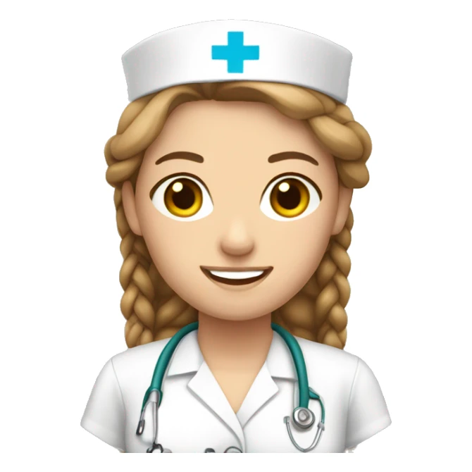 caucasian nurse with brown braid  sticker