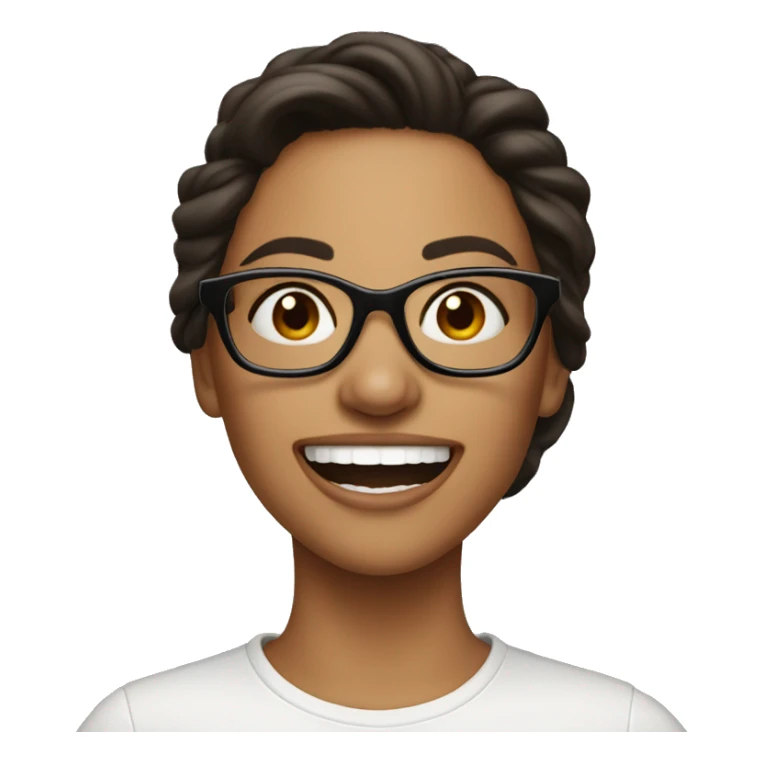 Brunette girl with glasses tongue out  sticker