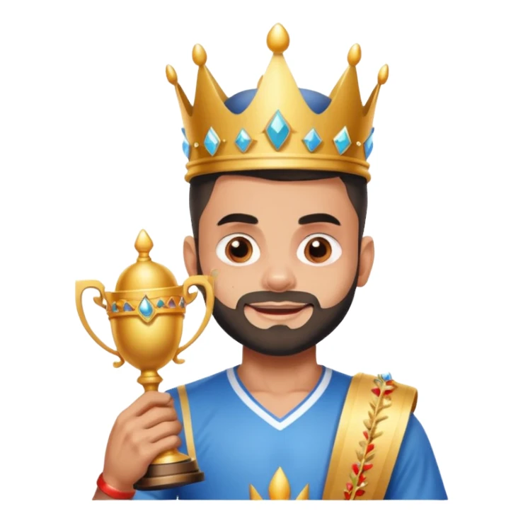Virat Kohli with tears of joy with crown and trophy  sticker