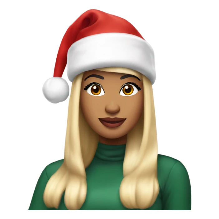Nicki Minaj wearing a Christmas hat sticker