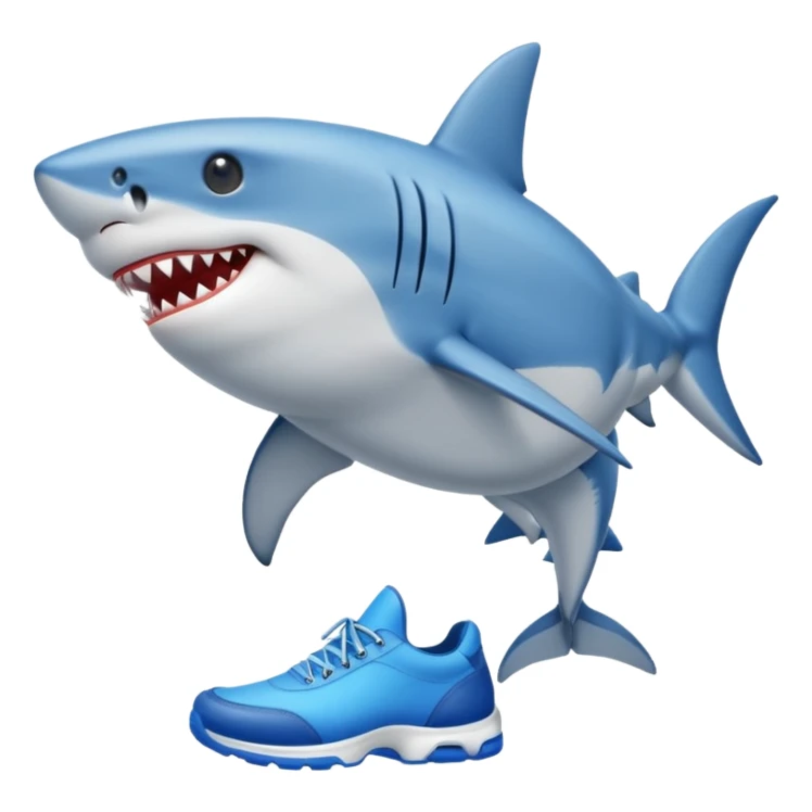 Shark with legs wearing blue shoes sticker