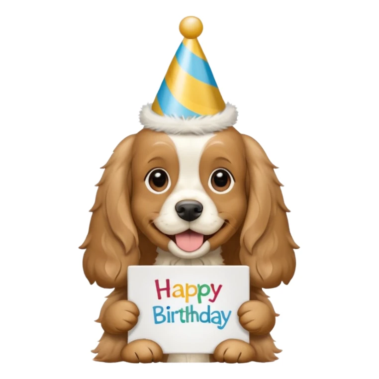 cocker spaniel holding sign that says “happy birthday amigo” sticker