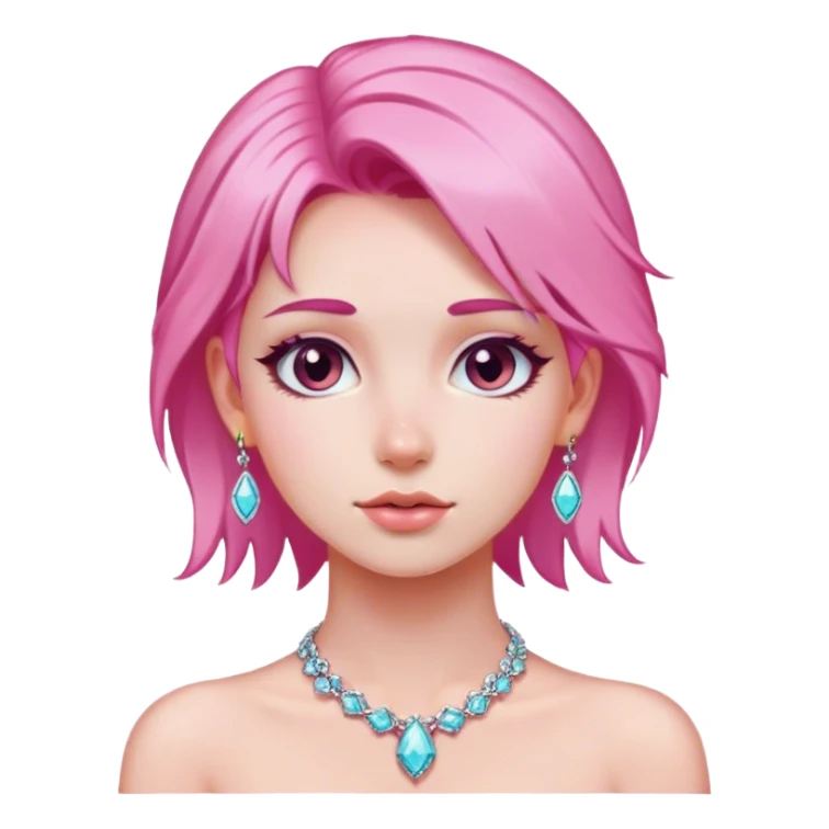 pink-haired girl with jewelry sticker