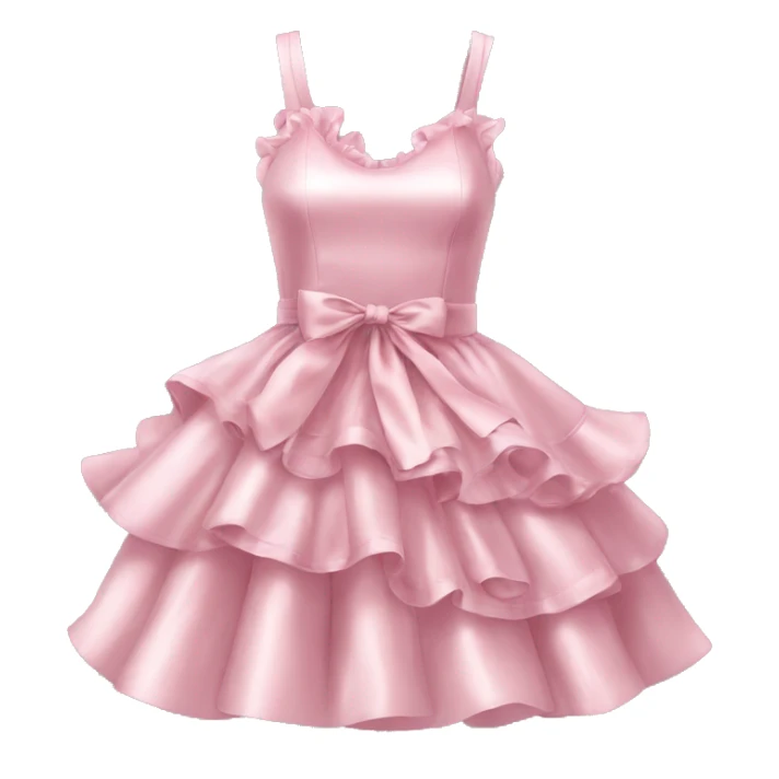 satin soft pink dress with ruffle and with ribbon sticker