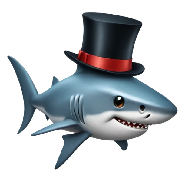 Shark with a top hat sticker