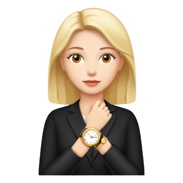 Woman with a gold watch sticker