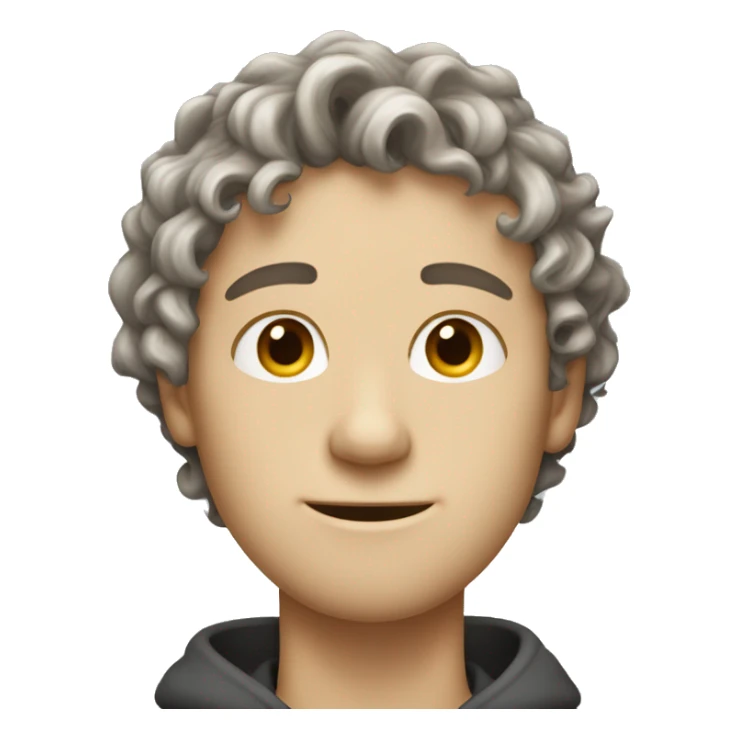 a guy with very thin very very thin medium curly hair that flows down the head and has a pale white shade of skin looks like a teenager and it's a side profile  sticker