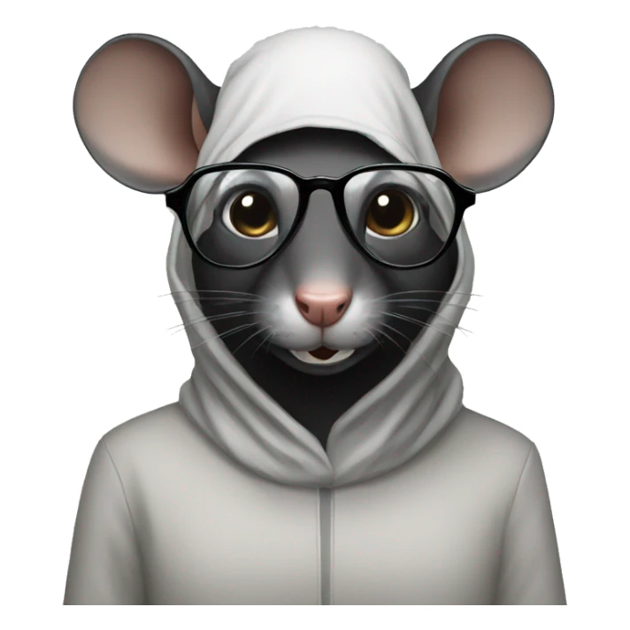 Black rat with teeth showing and glasses hijab  sticker